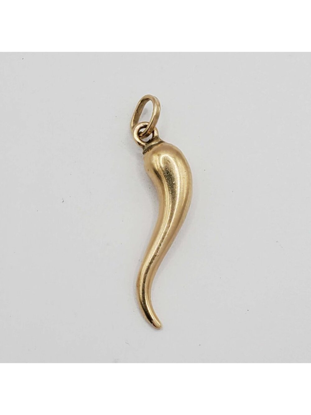 Italian Cornicello Horn Lucky Charm Pendant 14k Gold 1-1/4" Long